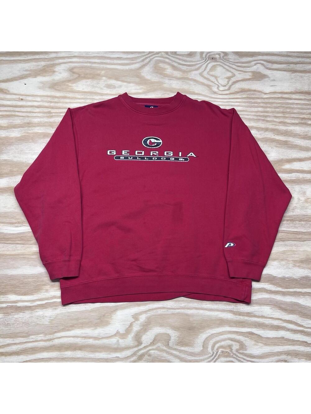 Vintage 00s Pro Player University Of Georgia Bulldogs Red Sweatshirt Sz Large